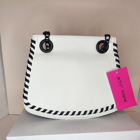 Betsey Johnson Whipstitch XOBRIDGE Crossbody Purse - White/Black - NWT - Picture 6 of 10